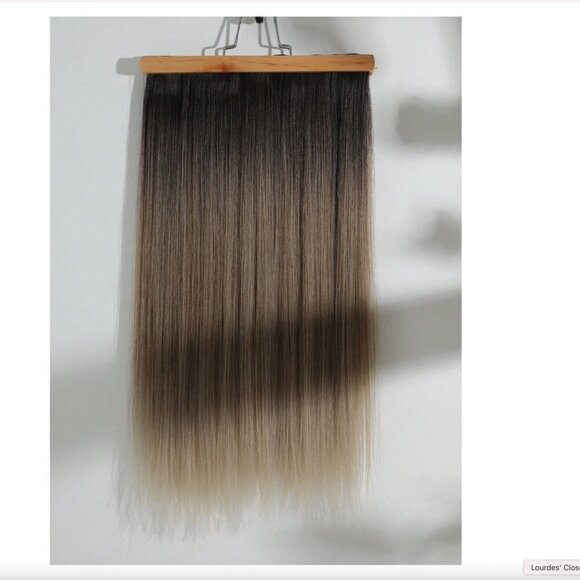 Ombre Brown & Blonde Straight hair Clip in Long Hair Extensions 22 in Set - Picture 2 of 11